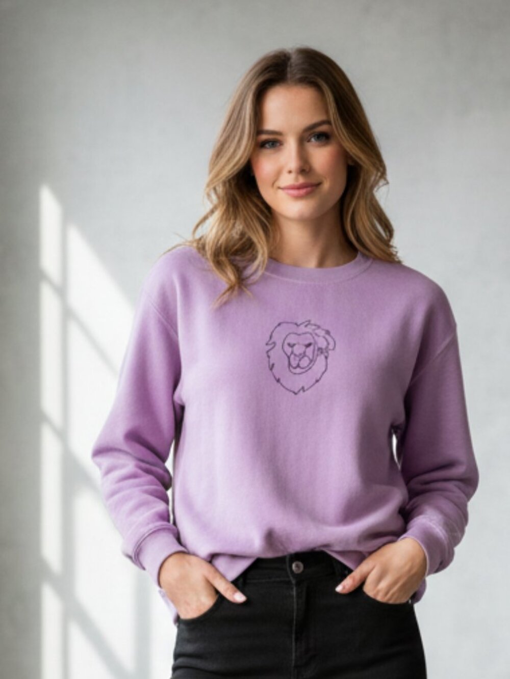 Topshop Lion Graphic Sweatshirt Small Purple Faded Oversized Pullover